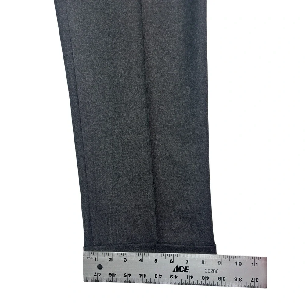 vtg 90s Eddie Bauer 36x32 Charcoal Flannel Wool Pants Trousers Pleated Cuffed‎